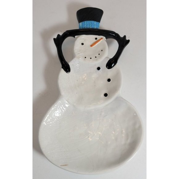 Christmas The Sakura Table Snowman with Tophat Spoon Rest Christmas 7-1/2" long - Picture 1 of 7